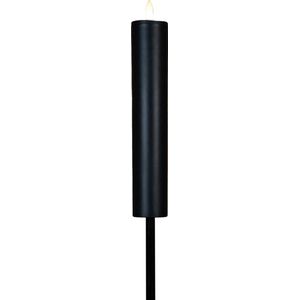Anna Collection solar kaars fakkel - zwart - tuinsteker - H76 cm - 3D lont - tuinlamp