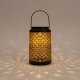 Anna's Collection Solar lantaarn - voor buiten - D12,5 x H20 cm - amber glas - tafellamp
