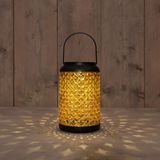 Anna's Collection Solar lantaarn - voor buiten - D12,5 x H20 cm - amber glas - tafellamp