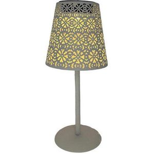 Tafellamp buiten - D12 x H28 cm - wit - metaal - solar lantaarn - Buitenverlichting