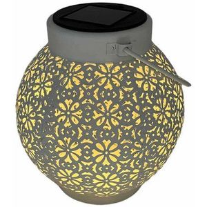 Solar lantaarn - voor buiten - D15 x H16 cm - wit - metaal - tafellamp - Lantaarns
