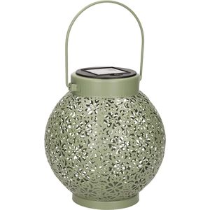 Anna's Collection Solar lantaarn - voor buiten - D15 x H16 cm - groen - metaal - tafellamp