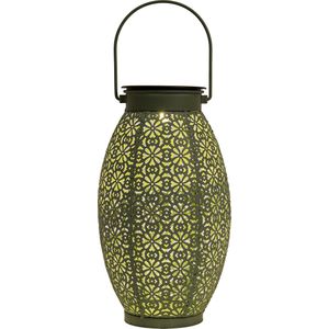 Anna's Collection Solar lantaarn - voor buiten - D13 x H24 cm - groen - metaal - tafellamp