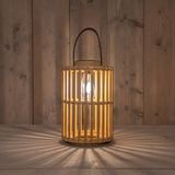 Anna's Collection Solar lantaarn - voor buiten - D20 x H32 cm - bamboe hout - tafellamp