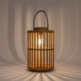 Anna's Collection Solar lantaarn - voor buiten - D20 x H32 cm - bamboe hout - tafellamp