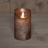 Anna's Collection Led kaars/stompkaars brons H12,5 x D7,5 wax bewegende vlam