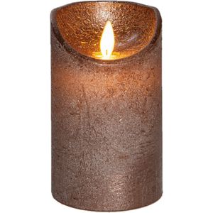 Anna's Collection Led kaars/stompkaars brons H12,5 x D7,5 wax bewegende vlam