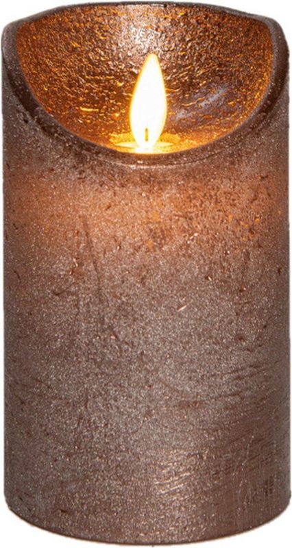 Anna's Collection Led kaars/stompkaars brons H12,5 x D7,5 wax bewegende vlam