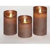 Anna Collection LED stompkaarsen - 3x - brons - stompkaarsen