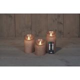 Anna Collection LED stompkaarsen - 3x - brons - stompkaarsen