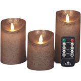 Anna Collection LED stompkaarsen - 3x - brons - stompkaarsen