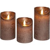 Anna Collection LED stompkaarsen - 3x - brons - stompkaarsen
