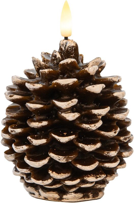 Anna's Collection - Kaars dennenappel led 3d vlam op batterij met t...