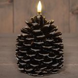 Anna's Collection - LED Dennenappel Kaars - Bruin - 12.5 x 10.5 cm - Met Timer