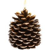 Anna's Collection - LED Dennenappel Kaars - Bruin - 12.5 x 10.5 cm - Met Timer