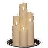 Anna's Collection - Wax - LED Druipkaarsen Set - Ivoor - 7-delig - 3D Vlam - Timer - 25,5 cm