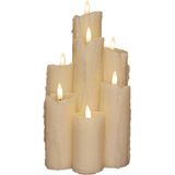 Anna's Collection - Wax - LED Druipkaarsen Set - Ivoor - 7-delig - 3D Vlam - Timer - 25,5 cm