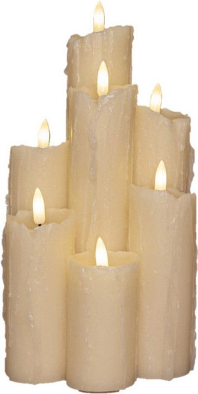Anna's Collection - Wax - LED Druipkaarsen Set - Ivoor - 7-delig - 3D Vlam - Timer - 25,5 cm