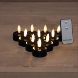 Anna's Collection LED theelichtjes/waxinelichtjes - 10x st - zwart - D3,5 x H1,5 cm