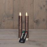 Anna's Collection - Dinerkaars - Brons - Wax LED met Bewegende Vlam - 2 Stuks - 18 cm