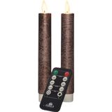Anna's Collection - Dinerkaars - Brons - Wax LED met Bewegende Vlam - 2 Stuks - 18 cm