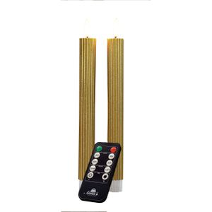 Anna's Collection LED dinerkaarsen - 2x st - goud - ribbel - afstandsbediening