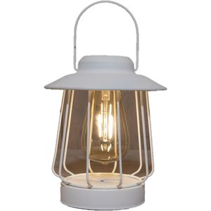 Tuin lantaarn tafellamp - Solar - wit - D16 x H19 cm - LED buitenverlichting - Lantaarns