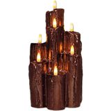 Anna's Collection - LED Druipkaarsen - Brons - 7 Stuks - 15 x 15 x 25 cm - Met Timer