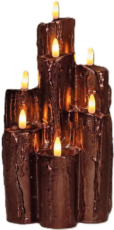 Anna's Collection - LED Druipkaarsen - Brons - 7 Stuks - 15 x 15 x 25 cm - Met Timer
