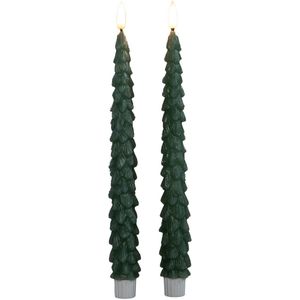 Anna's Collection - LED Kerstboom Dinerkaarsen - Groen - Set van 2 - 27 cm - Met Afstandsbediening