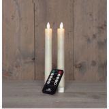 Oplaadbare Dinerkaars - Wit - 23 cm - Bewegende Vlam - 2 Stuks