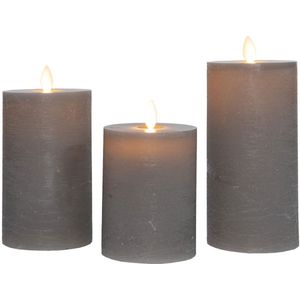 123led - Oplaadbare Led Kaarsen - Taupe - 3 Stuks - Hoogtes 7,5 cm, 10 cm en 15 cm