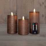 Oplaadbare Led Kaarsen - Brons - Set van 3 - 7,5 x 10 cm 12,5 cm 15 cm - Bewegende Vlam