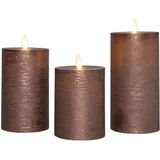Oplaadbare Led Kaarsen - Brons - Set van 3 - 7,5 x 10 cm 12,5 cm 15 cm - Bewegende Vlam