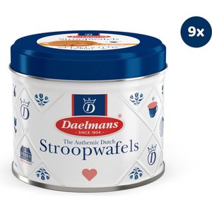 Daelmans karamel Stroopwafels in cadeaublik - Cadeau of relatiegeschenk - Doos met 9 blikken (72 koeken)