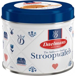 Daelmans Stroopwafels in Delfts Blauw blik - Doos met 9 blikken - 8 Stroopwafels per blik (72 Koeken)