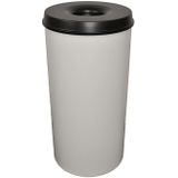 Veiligheidsprullenbak - Staal - Lichtgrijs RAL 7035 - Zelfdovend Deksel Grafietzwart RAL 9011 - Inhoud 50 l