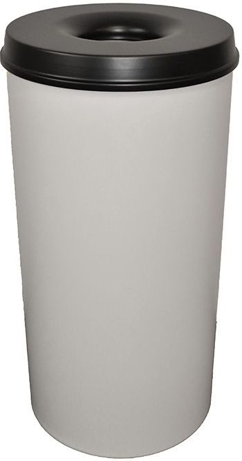 Veiligheidsprullenbak - Staal - Lichtgrijs RAL 7035 - Zelfdovend Deksel Grafietzwart RAL 9011 - Inhoud 50 l