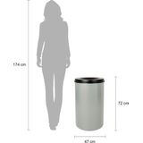 Veiligheidsprullenbak - Ronde - Blank Aluminiumkleurig - Vlamdovend