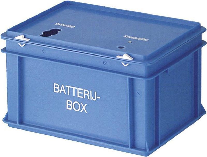 Batterijbox blauw 20 liter 40x30x23,5cm - Inzamelbox voor lege batterijen