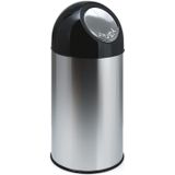 Huismerk - Afvalbak - Zilver - RVS - 40 Liter - Met Pushdeksel