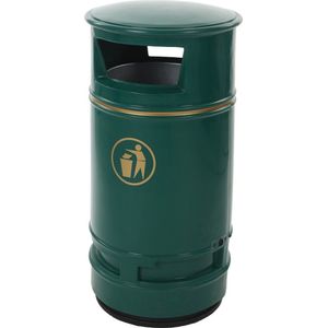 Afvalbak voor buiten, inhoud 90 l, h x Ø = 990 x 485 mm, groen