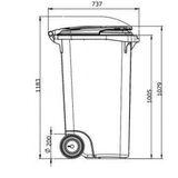 Kliko Kunststof Afval Rolcontainer Mini Prullenbak 240 Liter Inhoud Grijs