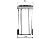 Kliko Kunststof Afval Rolcontainer Mini Prullenbak 240 Liter Inhoud Grijs