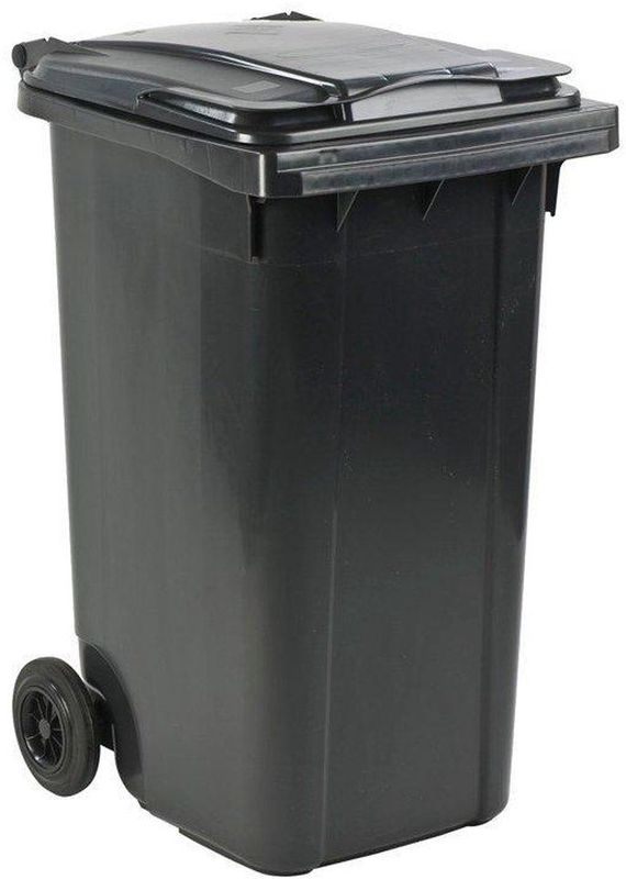 Kliko Kunststof Afval Rolcontainer Mini Prullenbak 240 Liter Inhoud Grijs