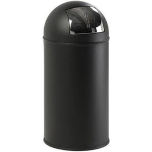EKO - Pushcan Prullenbak - 40 Liter - Mat Zwart - Roestvrijstaal