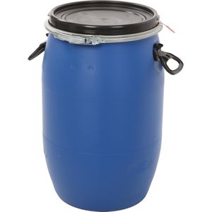 Kunststof ton 60 liter - klemdekselvat blauw zwart - Vat - Afvalton - Regenton