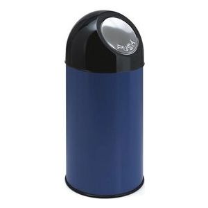 Huismerk - Prullenbak - Blauw - RVS - Push Systeem - 40L
