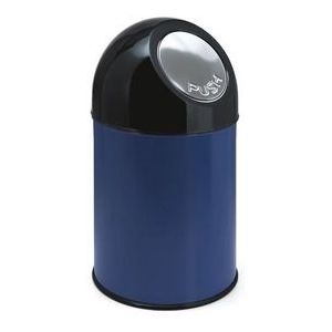 Push-afvalcontainer, staal, inhoud 30 l, verzinkte binnenbak, blauw
