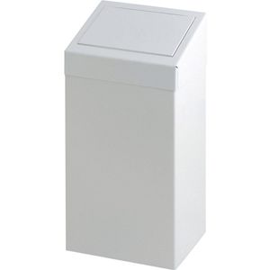 Afvalbak voor wandmontage met inwerpklep, inhoud 50 l, b x h x d = 255 x 700 x 335 mm, wit